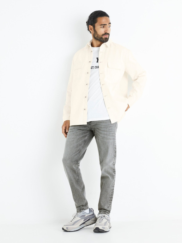 Celio Beige Herren Jeanshemd Celio Battery