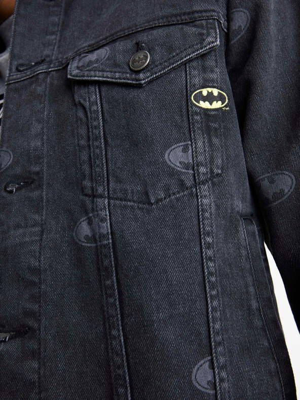 Celio Schwarze Herren-Jeansjacke mit Kunstpelz Celio Batman