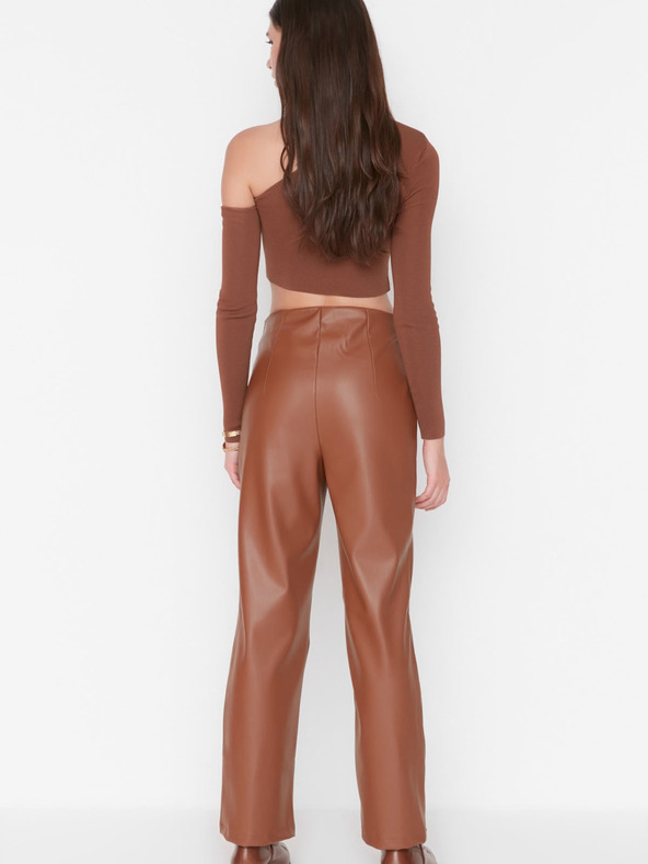 Trendyol Braune Damen-Kunstlederhosen Trendyol