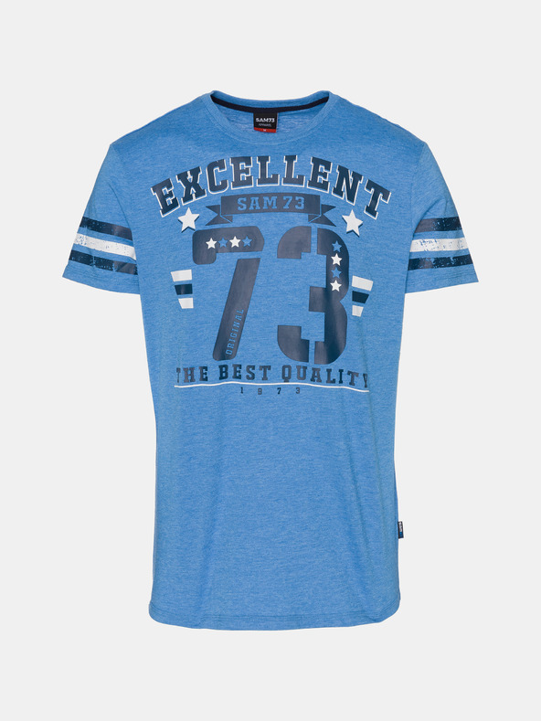 Sam 73 Blaues bedrucktes Herren-T-Shirt SAM 73