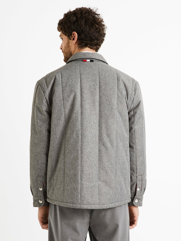 Celio Graue Herren Winterjacke Celio Dustripes