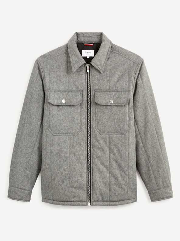 Celio Graue Herren Winterjacke Celio Dustripes