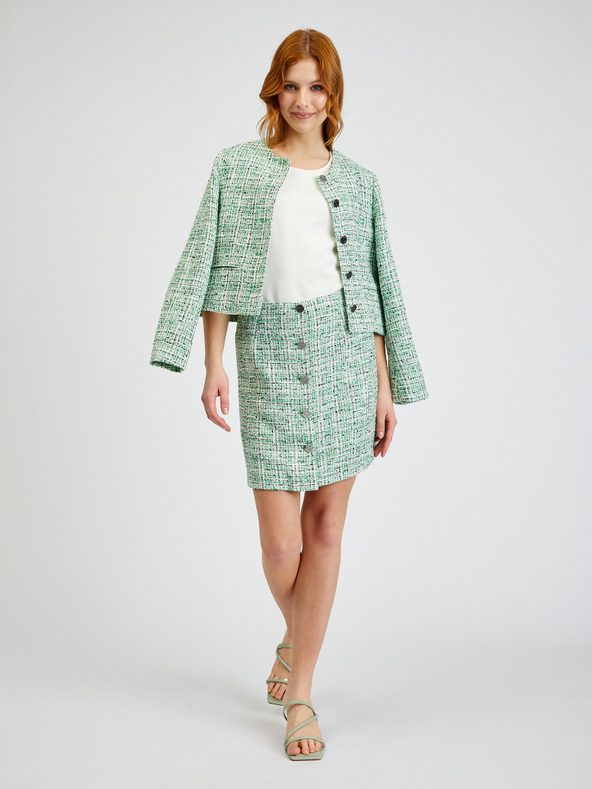 Orsay Grüner Damen-Tweed-Rock ORSAY
