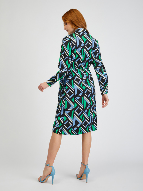 Orsay Grün-schwarz gemustertes Damen-Wickelkleid ORSAY