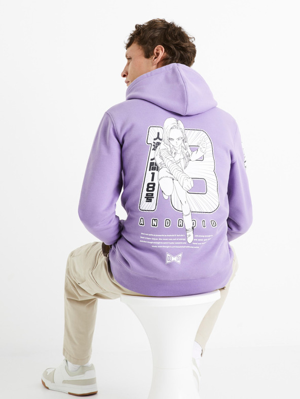 Celio Lila Herren-Kapuzenpullover Celio Dragon Ball Z