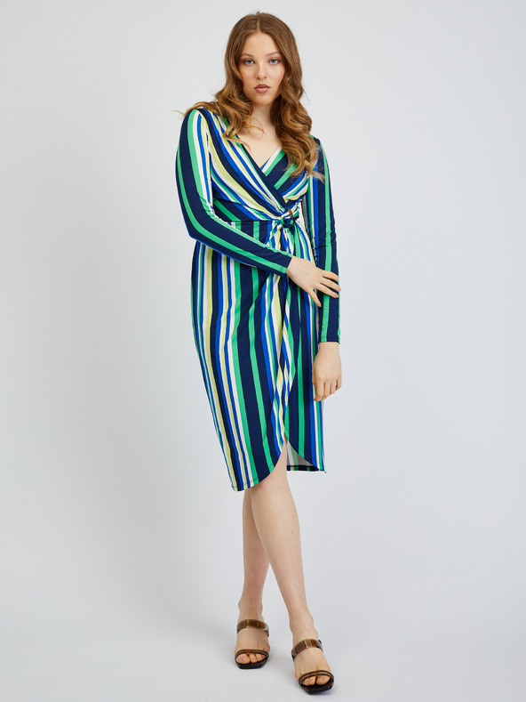 Orsay Grün und blau gestreiftes Damenkleid ORSAY