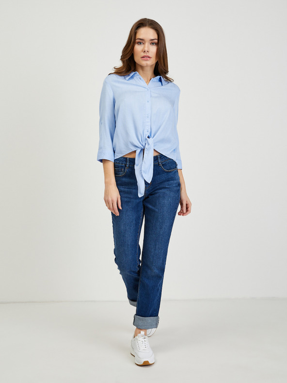 Orsay Hellblaue Damenbluse mit Knoten von ORSAY