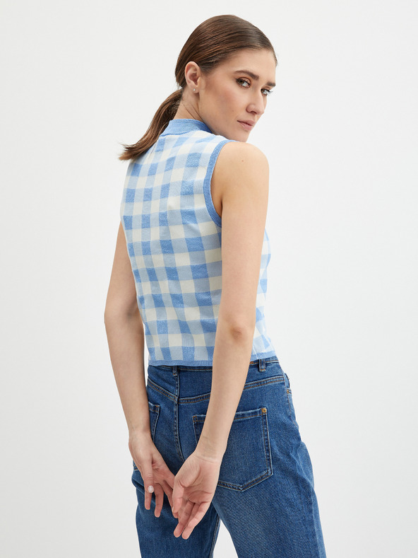 Orsay Weiß-blau kariertes Damenoberteil ORSAY