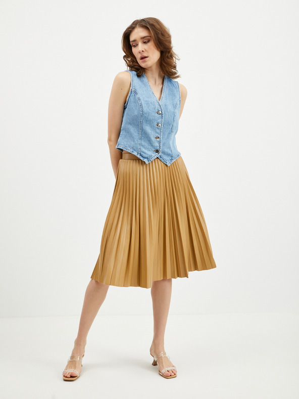 Orsay Hellbrauner Damen Kunstleder-Faltenrock ORSAY