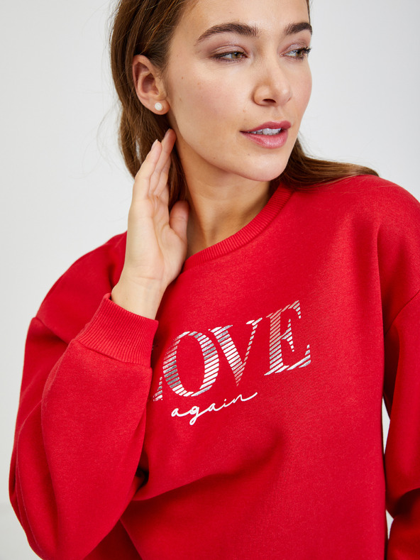 Orsay Rotes lockeres Damen Sweatshirt ORSAY