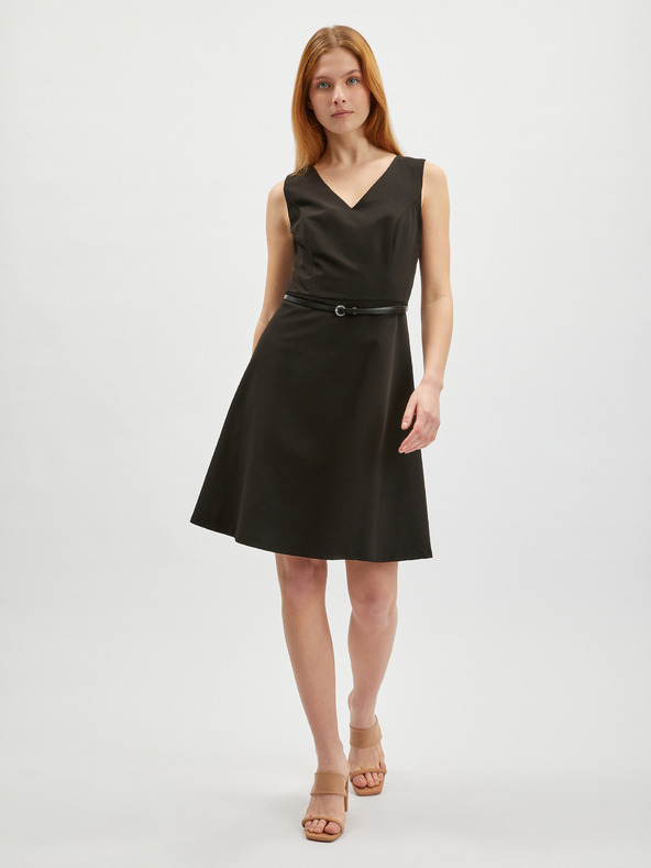 Orsay Schwarzes Damenkleid mit Gürtel ORSAY