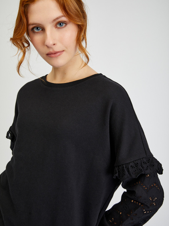 Orsay Schwarzer Damenpullover mit dekorativen Ärmeln ORSAY