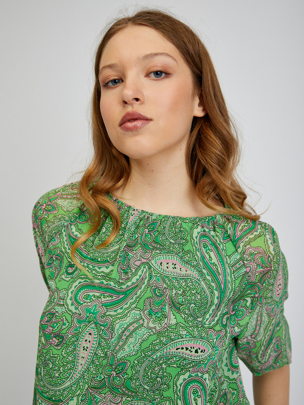 Orsay Grüne gemusterte Damenbluse ORSAY