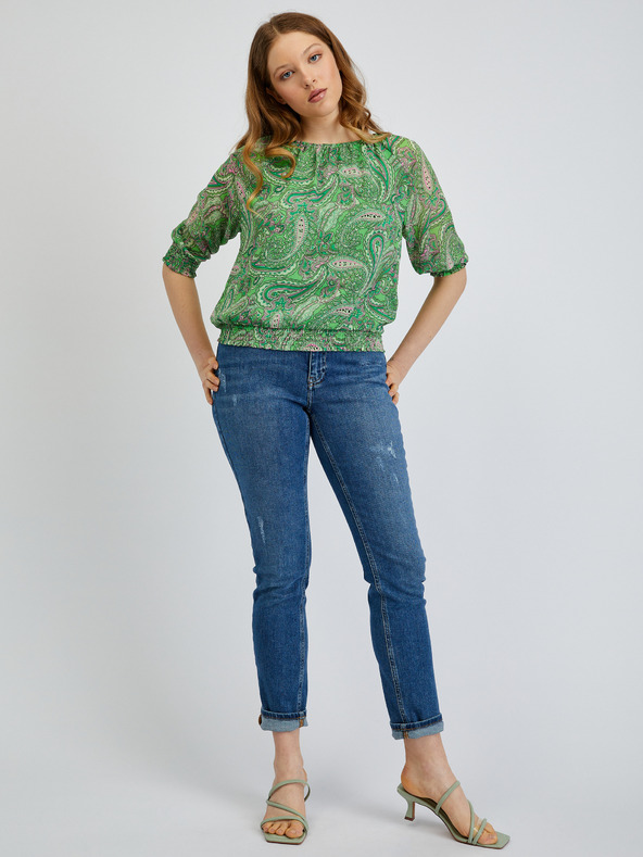 Orsay Grüne gemusterte Damenbluse ORSAY
