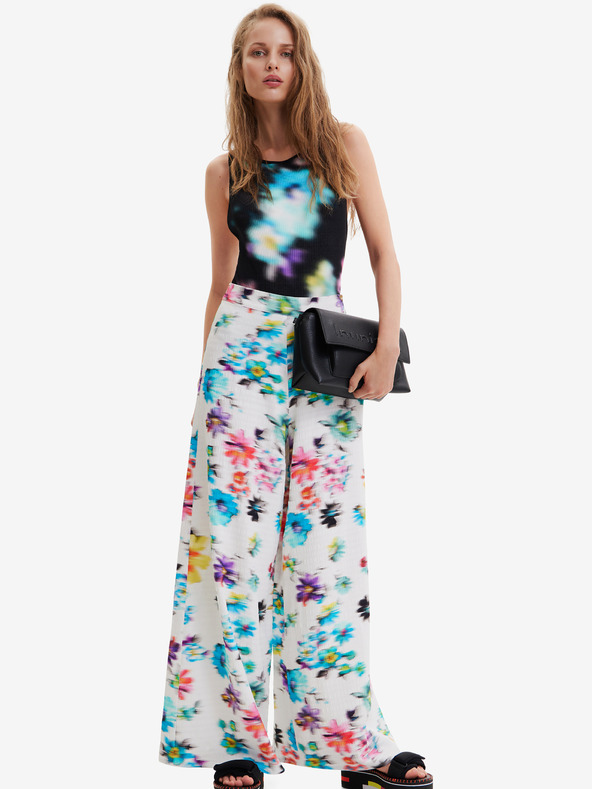 Desigual Weiße Desigual Daniela Damenhose mit Blumenmuster