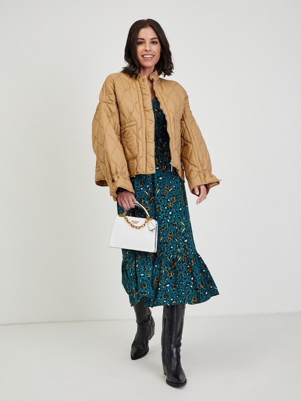 Orsay Dunkelgrünes gemustertes Damen Midikleid ORSAY