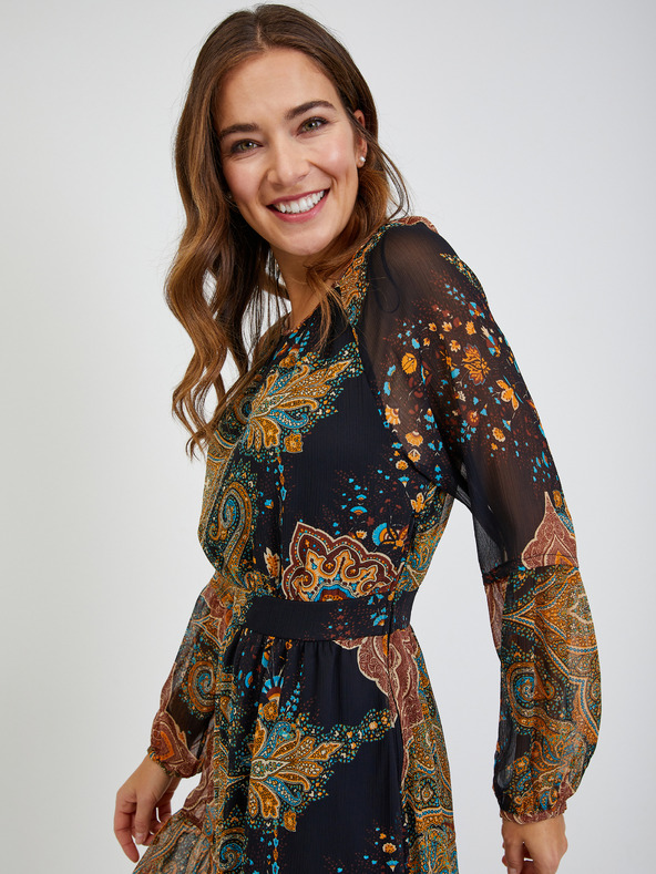 Orsay Schwarz-braun gemustertes Damenkleid ORSAY