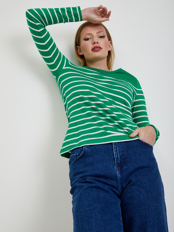 Orsay Weiß-grün gestreiftes Damen-T-Shirt ORSAY