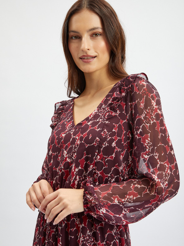 Orsay Burgunderfarbenes gemustertes Damenkleid von ORSAY