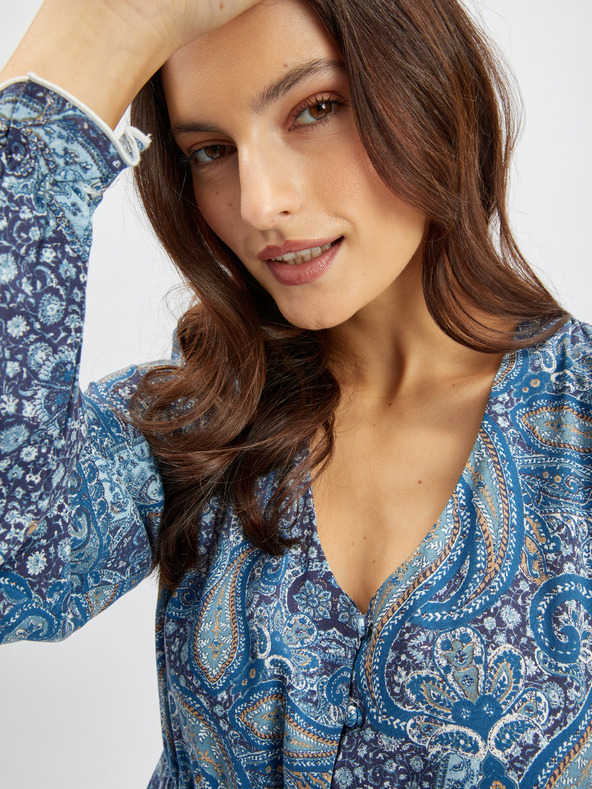 Orsay Blaues gemustertes Damen-Midikleid ORSAY