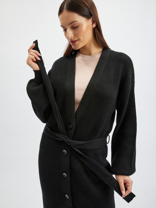 Orsay Schwarze lange Damen-Strickjacke ORSAY