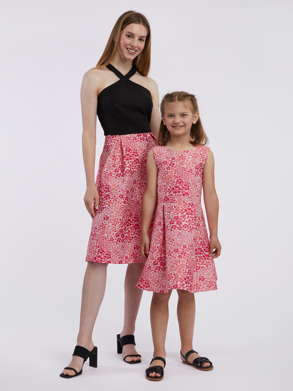 Orsay Rosa und schwarzes Damen-Blumenkleid ORSAY