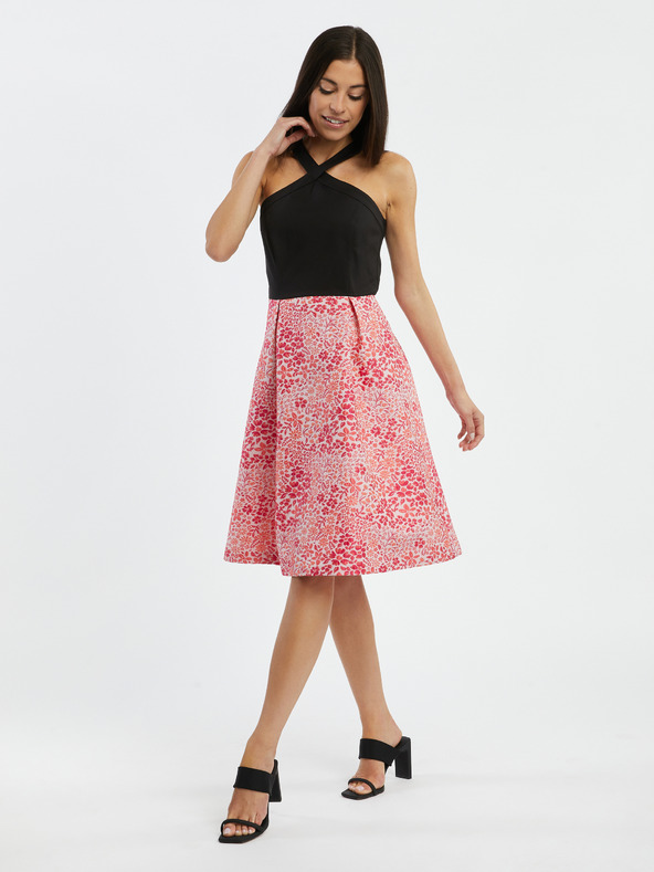 Orsay Rosa und schwarzes Damen-Blumenkleid ORSAY