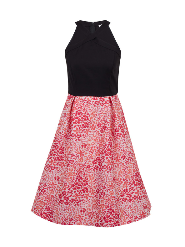Orsay Rosa und schwarzes Damen-Blumenkleid ORSAY