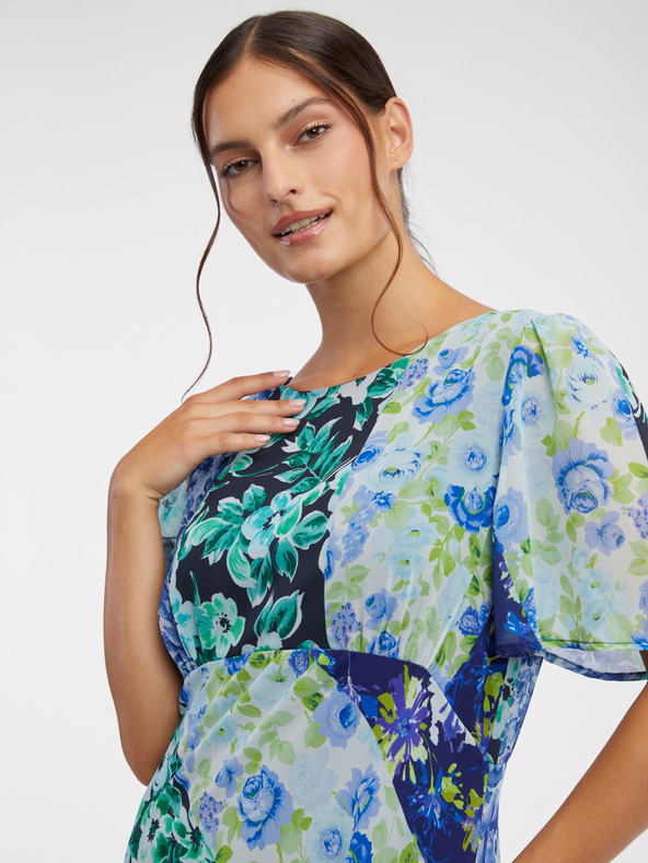 Orsay Blaues geblümtes Damen-Midikleid ORSAY