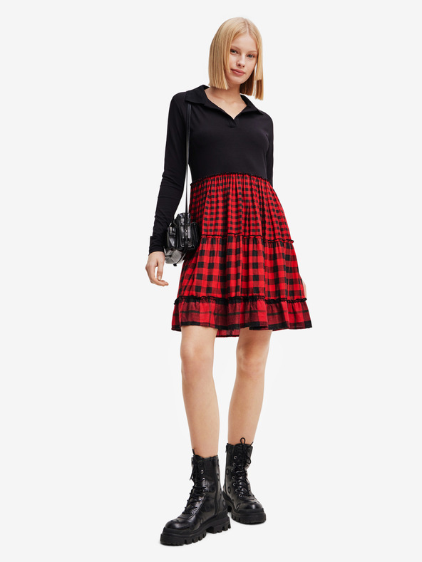 Desigual Rot-schwarz kariertes Damenkleid Desigual Harryst