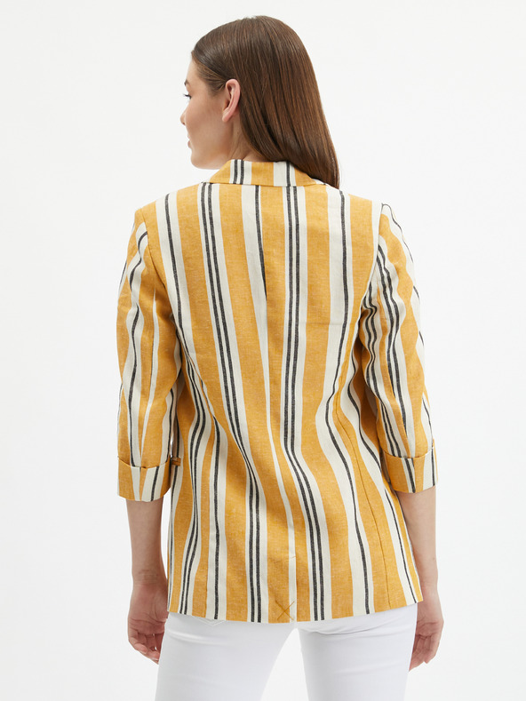 Orsay Orangefarbene gestreifte Damen-Leinenjacke ORSAY