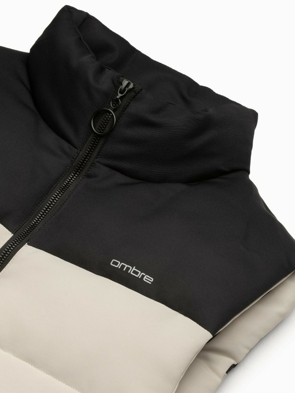 Ombre Clothing Schwarz-beige Herren-Steppweste Ombre Clothing