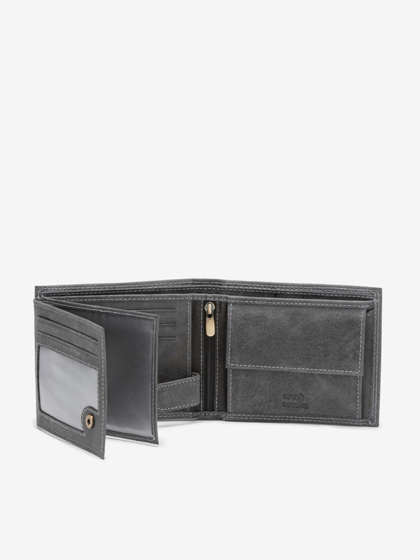 Ombre Clothing Graue Herren Leder Brieftasche Ombre Kleidung