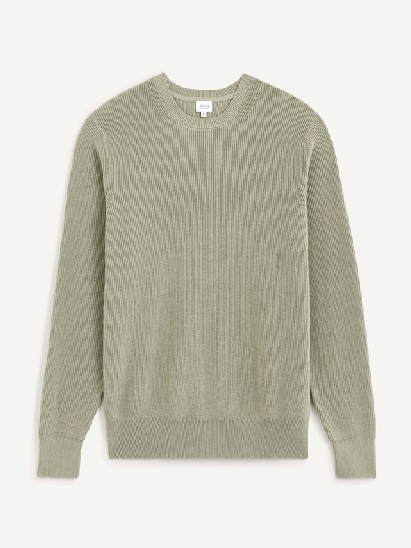 Celio Hellgrüner Herren-Rippenpulli Celio Dexter