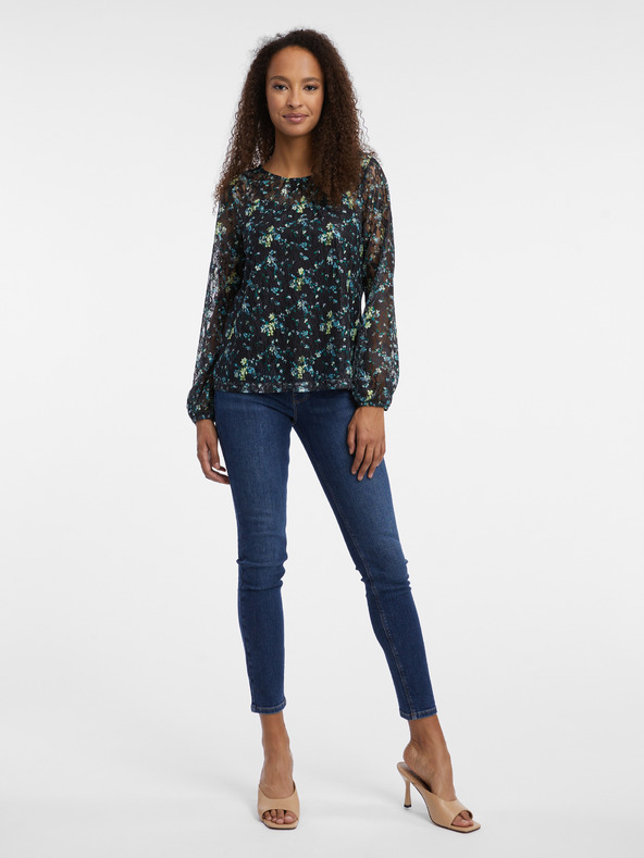 Orsay Schwarze geblümte Bluse ORSAY