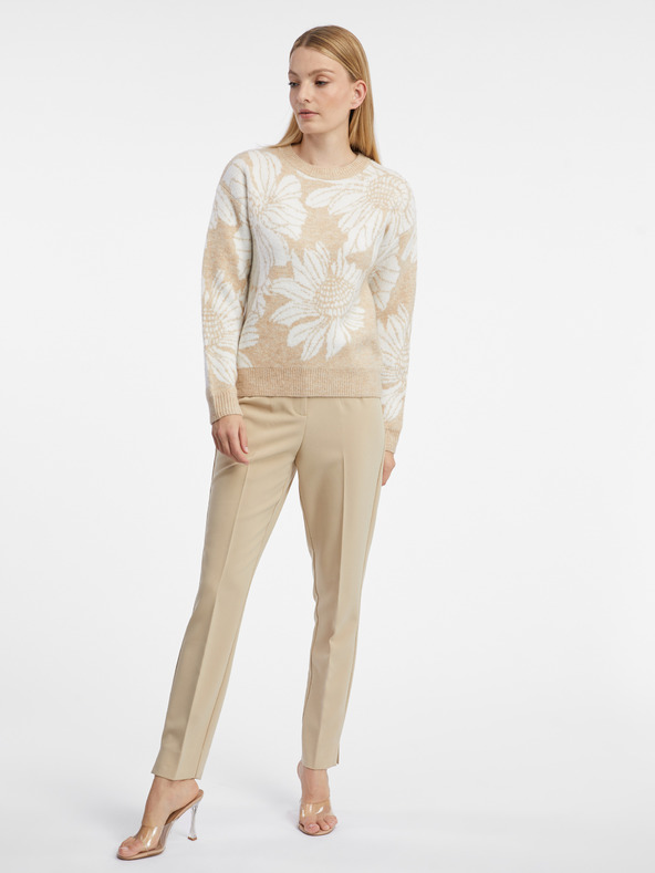 Orsay Weiß-beige geblümte Damenstrickjacke ORSAY