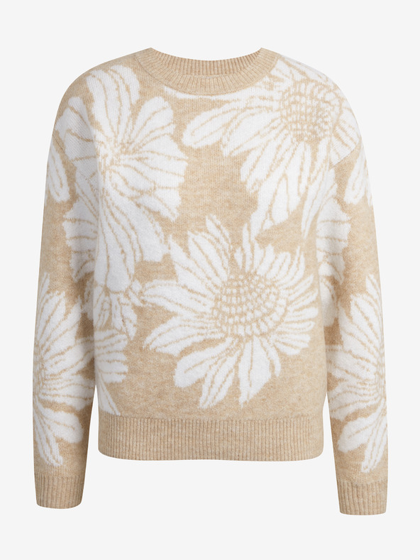 Orsay Weiß-beige geblümte Damenstrickjacke ORSAY