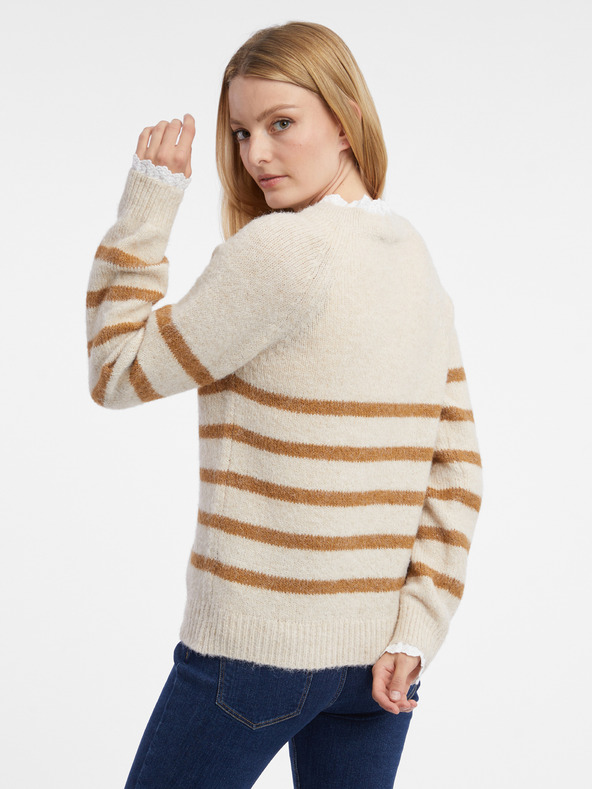Orsay Beige gestreifter Damenpullover ORSAY