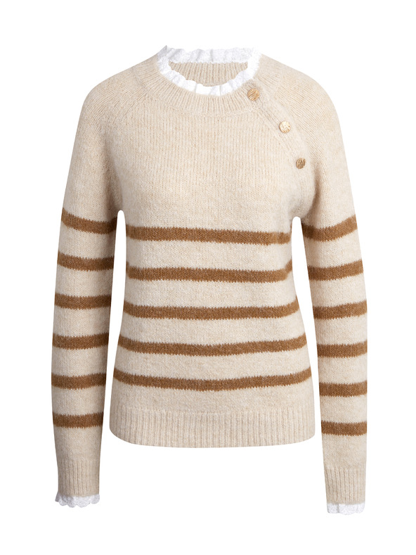 Orsay Beige gestreifter Damenpullover ORSAY