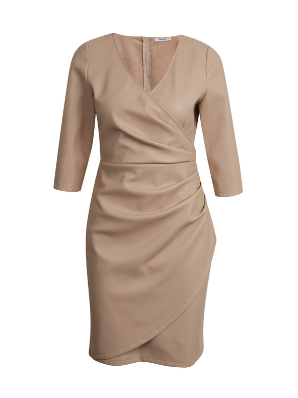 Orsay Beigefarbenes Damen-Kunstlederkleid ORSAY