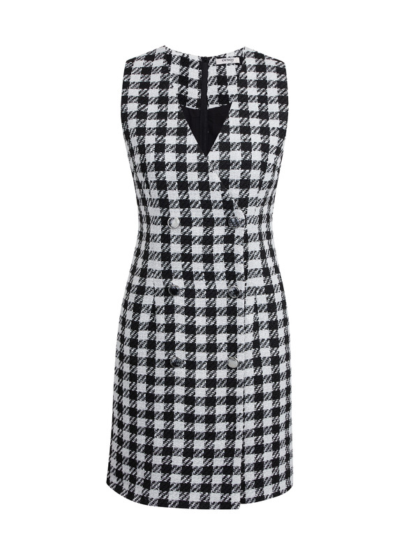 Orsay Weiß-schwarz kariertes Damenkleid ORSAY