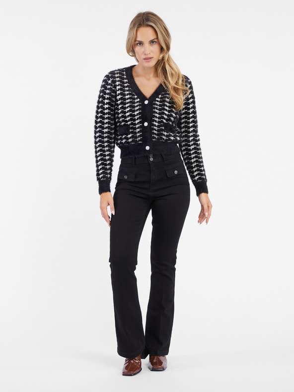 Orsay Weiß-schwarz gemusterte Damen-Strickjacke ORSAY