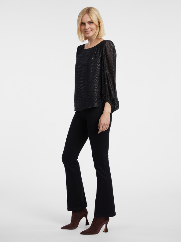 Orsay Schwarze gemusterte Damenbluse ORSAY