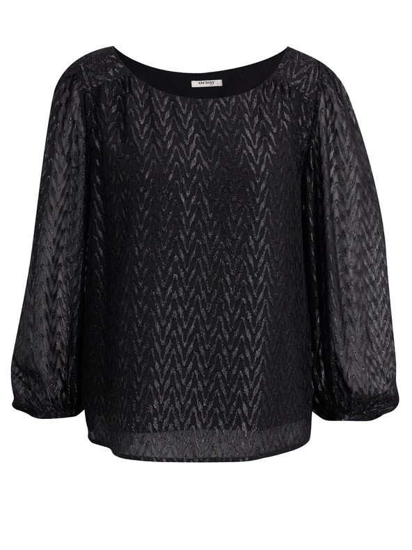 Orsay Schwarze gemusterte Damenbluse ORSAY