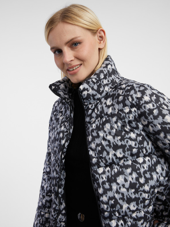 Orsay Grau-schwarz gemusterte Damen-Steppjacke ORSAY