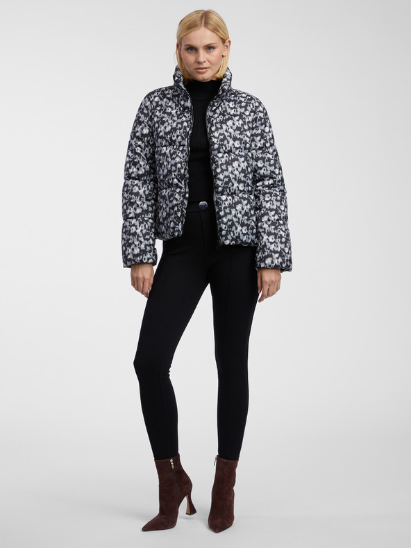 Orsay Grau-schwarz gemusterte Damen-Steppjacke ORSAY