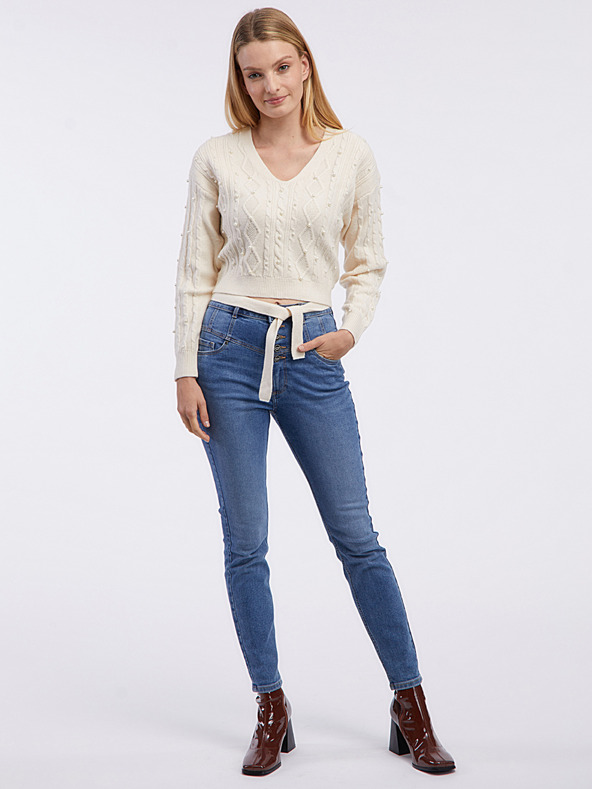 Orsay Cremefarbener Damen-Cropped-Pullover ORSAY