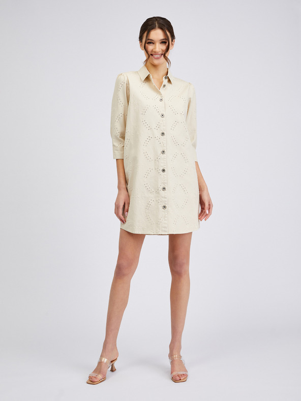 Orsay Beigefarbenes Damen-Denim-Kleid ORSAY