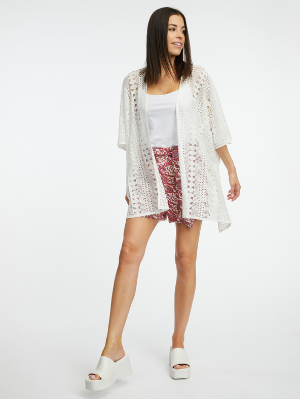 Orsay Weiße gemusterte Damen-Strickjacke ORSAY