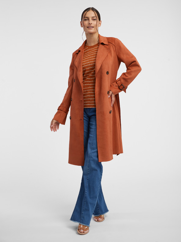 Orsay Ziegelfarbener Damen-Trenchcoat aus Wildleder ORSAY